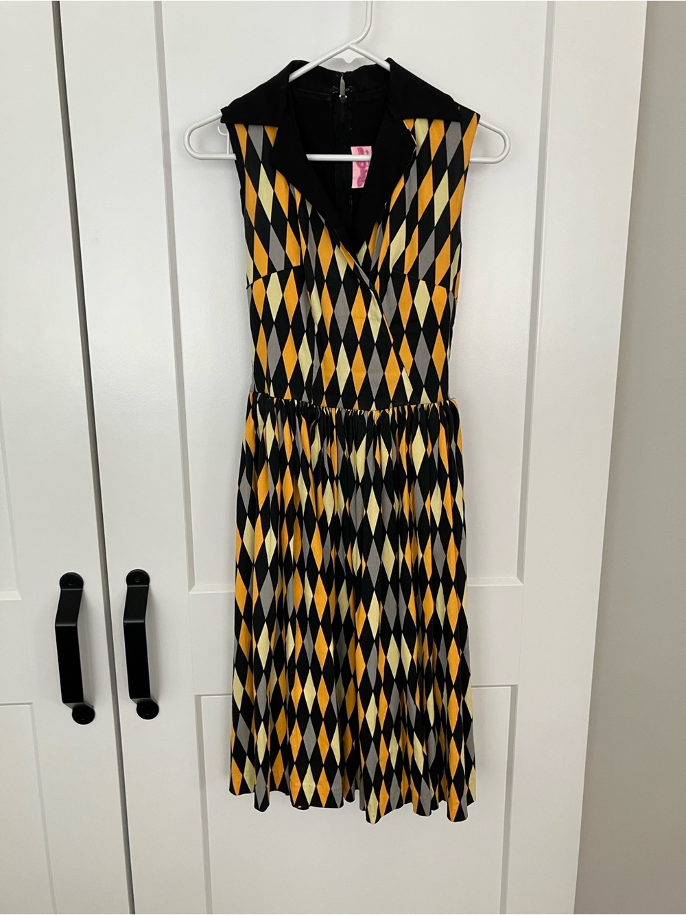 Pinup Couture Yellow and Black Harlequin Midi Dress